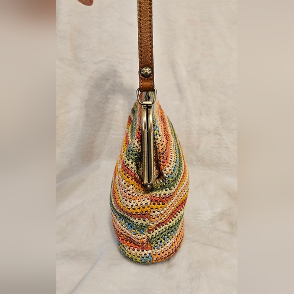 Patricia Nash Laureana frame Spanish zig zag kisslock woven satchel/crossbody - Picture 3 of 7